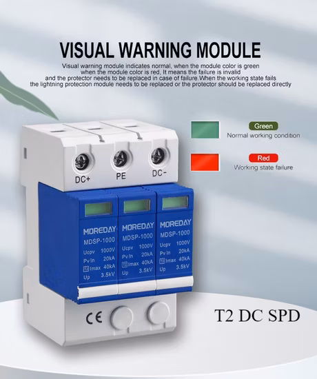 1000 V 20ka 40ka 2p 3p DC SPD Photovoltaik-Überspannungsschutz und Solar-Überspannungsschutzgerät